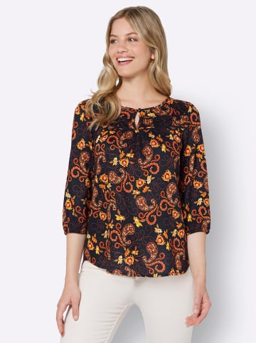 WITT WEIDEN Schlupfbluse in schwarz-ocker-bedruckt