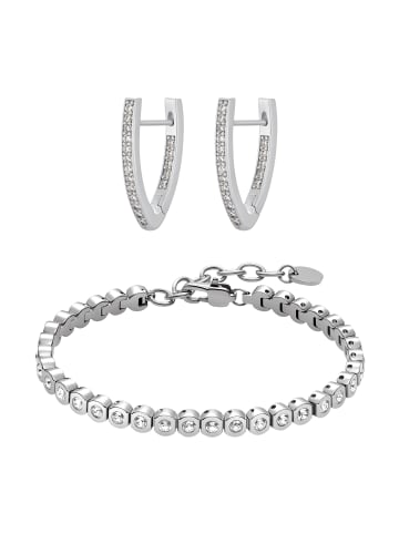 Steel_Art Schmuckset Frauen mit Armband und Ohrringen Set Amilla silberfarben in Silberfarben Poliert