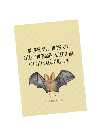 Mr. & Mrs. Panda Postkarte Fledermaus Flügel mit Spruch in Gelb Pastell