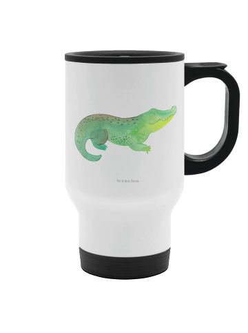 Mr. & Mrs. Panda Mehrwegbecher Krokodil ohne Spruch in Weiß