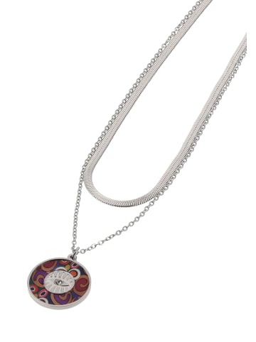 IZIA Women Multi-Chain Necklace in Silver Multicolor