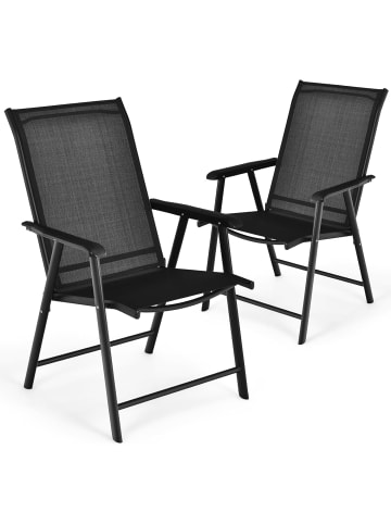 COSTWAY Gartenstühle 2er Set in Schwarz