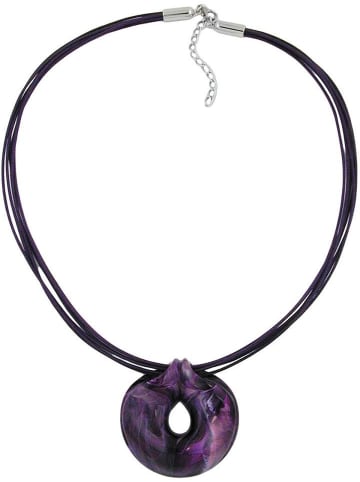 Gallay Kette 52mm Anhänger Amulett lila marmoriert Kordel lila 55cm in lila