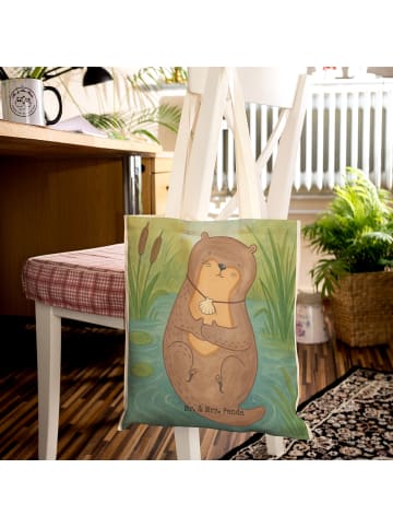 Mr. & Mrs. Panda Tote Bag Otter Muschel Design ohne Spruch in Weiß