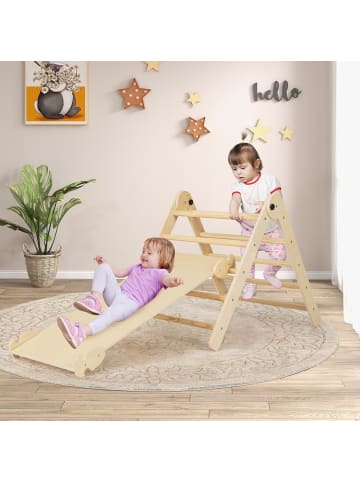 COSTWAY Kletterdreieck mit Rutsche in Beige