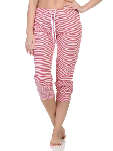 NORMANN Damen Pyjama Capri-Hose kurz Mix & Match in pink