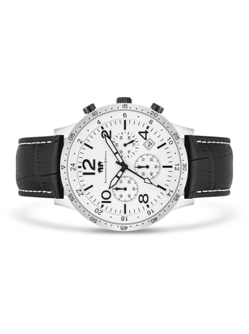 Rhodenwald & Söhne Herren Chronograph silber Echtleder schwarz in schwarz