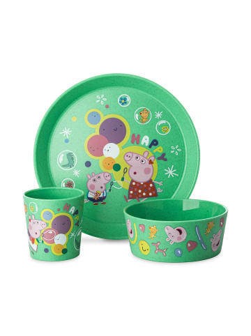 koziol CONNECT PEPPA PIG POP - Kleiner Teller + Schale + Becher in organic spring green