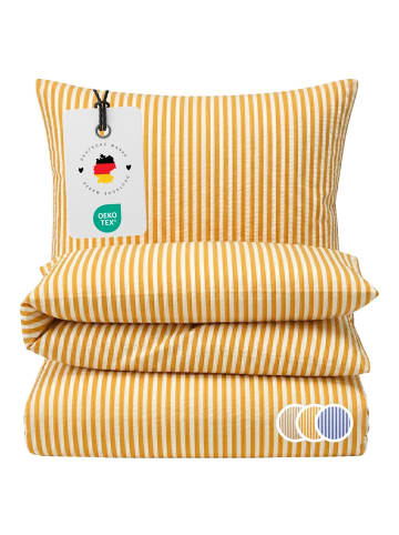 Carpe Sonno Seersucker Bettwäsche in Gelb Weiß