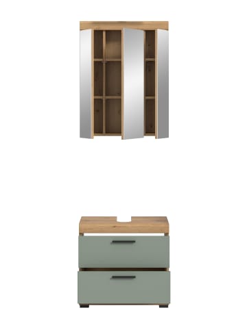 xonox.home Badkombination in Artisan Eiche/Salbei - (B) 60 x (H) 191 x (T) 37