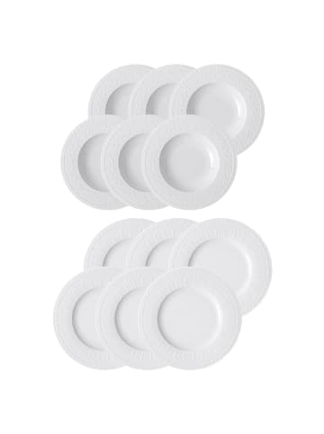 Villeroy & Boch 12er Set Tafelservice Cellini weiß in weiß
