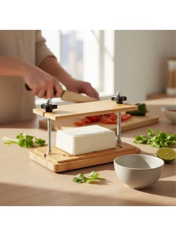 relaxdays Tofupresse in Natur – (B)25,5 x (H)17,5 x (T)14 cm