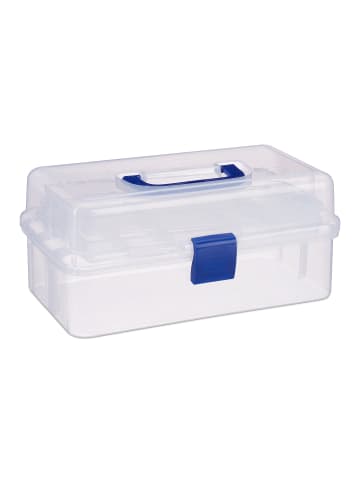 relaxdays Aufbewahrungsbox in Transparent/ Blau - (B)33 x (H)14 x (T)19,5 cm