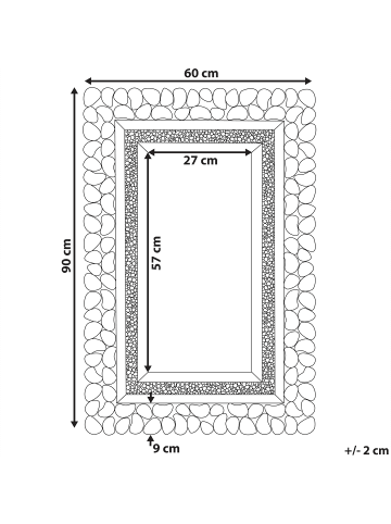 Beliani Wandspiegel PABU in Silber - (W) 60 x (H) 90 x (L) 2 cm