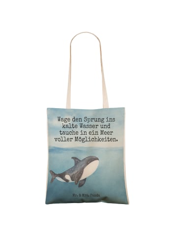Mr. & Mrs. Panda Schultertasche Orca Design mit Spruch in Weiß