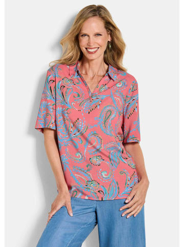 GOLDNER Kurzgröße:  Hemdbluse Schlupfbluse mit Paisley-Muster in koralle / gemustert
