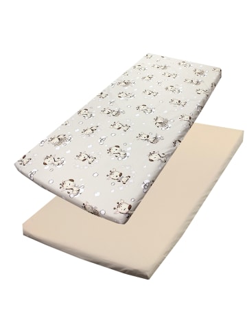 TupTam Baby Kinder Spannbettlaken 2er Pack in beige
