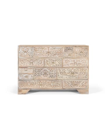 Giner y Colomer Kommode aus Mangoholz mit 14 handgeschnitzten und bemalten Schubladen in White
