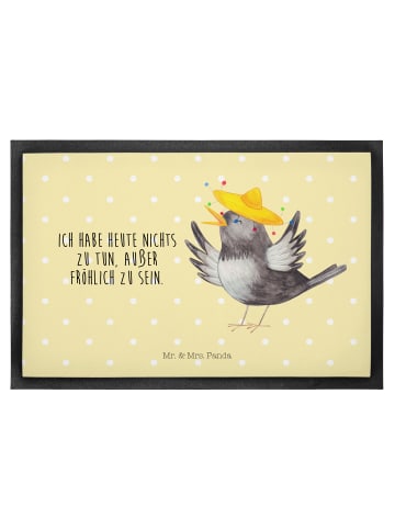 Mr. & Mrs. Panda Fußabstreifer Rabe Sombrero mit Spruch in Gelb Pastell