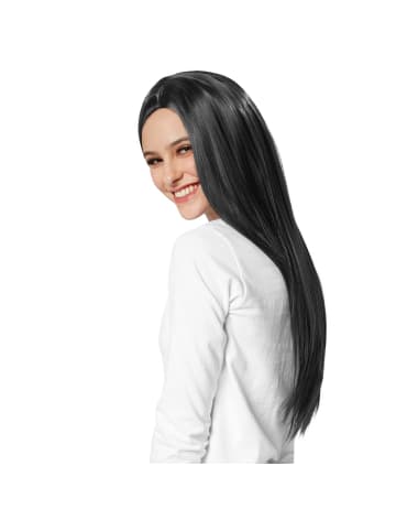 tectake Langhaarperücke mit glattem Haar, schwarz