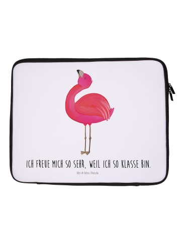 Mr. & Mrs. Panda Notebook Tasche Flamingo Stolz mit Spruch in Weiß