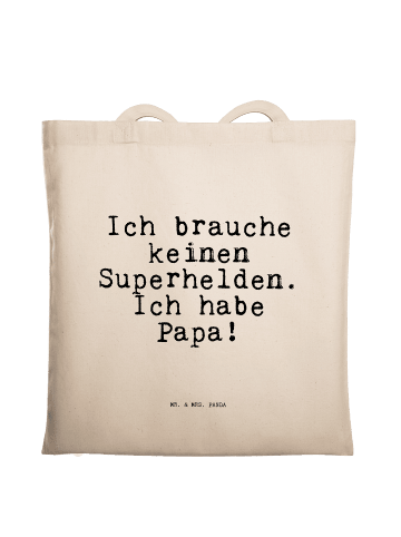 Mr. & Mrs. Panda Tote Bag Ich brauche keinen Superhelden.... mit... in Creme