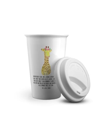 Mr. & Mrs. Panda To Go Becher Giraffe Blumenkranz mit Spruch in Weiß