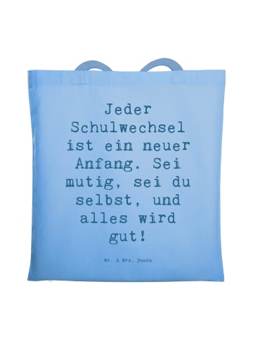 Mr. & Mrs. Panda Einkaufstasche Spruch Einen Schulwechsel bewält... in Sky Blue