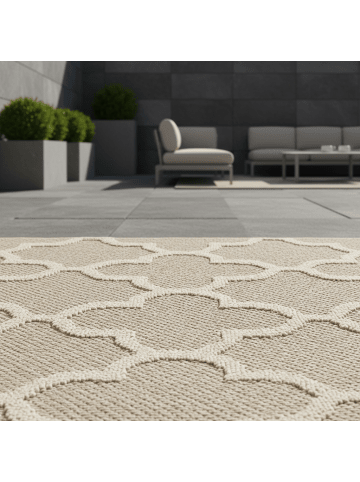 KADIMA DESIGN Teppich Outdoor Waschbar Skandinavisch CORTINA Strapazierfähig Balkon in Beige