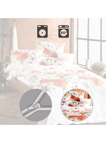 Erwin Müller Mako-Satin Bettwäsche in orange-weiß