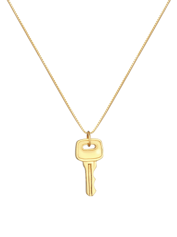 KUZZOI Halskette 925 Sterling Silber Schlüssel in Gold