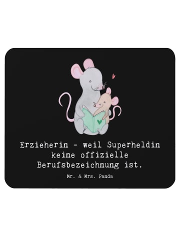 Mr. & Mrs. Panda Mauspad Erzieherin Superheldin mit Spruch in Schwarz
