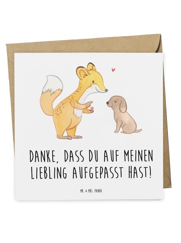 Mr. & Mrs. Panda Einladungskarte Dank an Hundesitter mit Spruch in Weiß