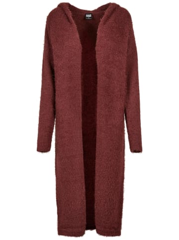 Urban Classics Urban Classics Damen Ladies Hooded Feather Cardigan in cherry