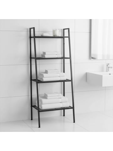 relaxdays Leiterregal in Schwarz - (B)60 x (H)148 x (T)35 cm