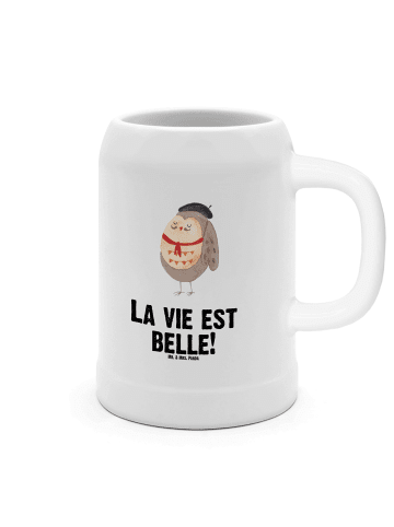 Mr. & Mrs. Panda Bierkrug Eule Frankreich mit Spruch in Weiß