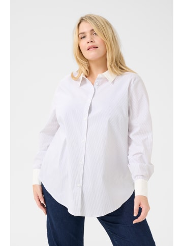 KAFFE curve Langarm - Hemd KCsusie in White/Grey Stripe