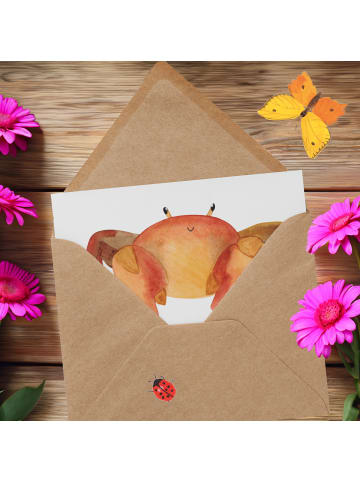 Mr. & Mrs. Panda Grußkarte Sternzeichen Krebs mit Spruch in Weiß