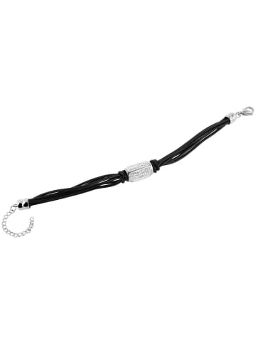 Adeliás Damen Armband aus Leder mit Zirkonia 20 cm in braun