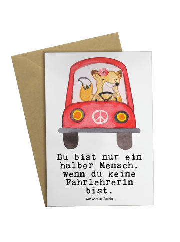 Mr. & Mrs. Panda Glückwunschkarte Fahrlehrerin Herz mit Spruch in Weiß