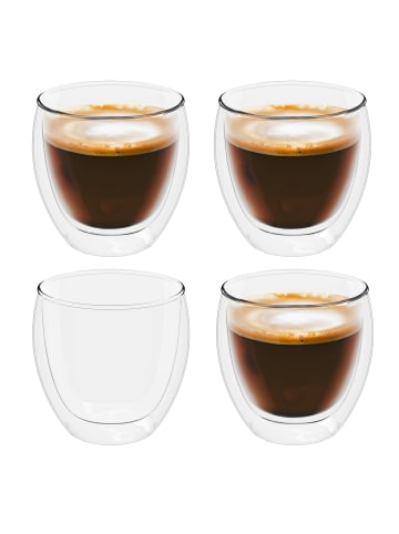 Intirilife 4x doppelwandiges Espressoglas in 80 ml in KLAR