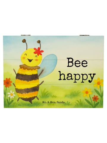 Mr. & Mrs. Panda Truhe Biene Happy Design mit Spruch in Weiß
