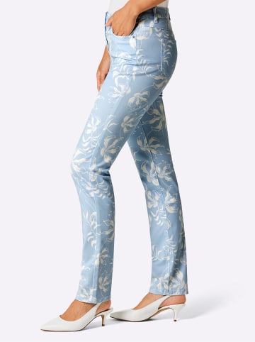 creation L Lyocell-Baumwoll-Jeans in hellblau-ecru-bedruckt