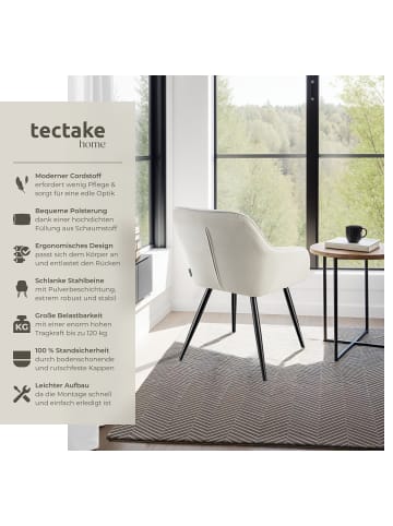 tectake Küchenstuhl gepolstert, in Cordoptik, 58 x 62 x 82 cm