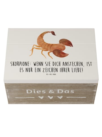 Mr. & Mrs. Panda Truhe Skorpion Liebe mit Spruch in Weiß