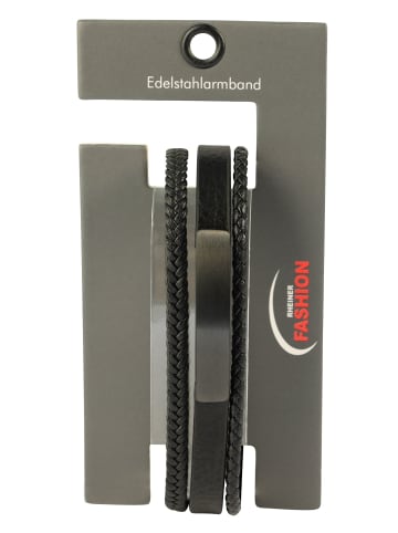 Adeliás Herren Armband – Lederarmband aus Leder 19 cm in schwarz