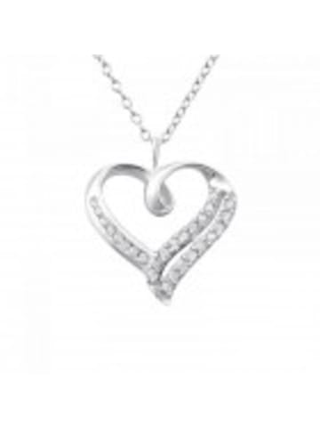 Alexander York Kette mit Anhänger HERZ Zirkonia in weiß in 925 Silber - 2-tlg. in silber