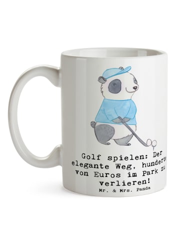 Mr. & Mrs. Panda Becher Golf Eleganz mit Spruch in Weiß