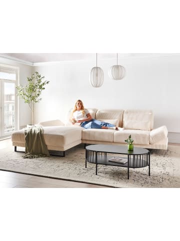 Beliani 4-tlg Ecksofa IKAST in Beige/Schwarz rechtsseitig
