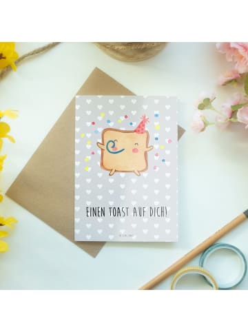 Mr. & Mrs. Panda Klappkarte Toast Party mit Spruch in Grau Pastell